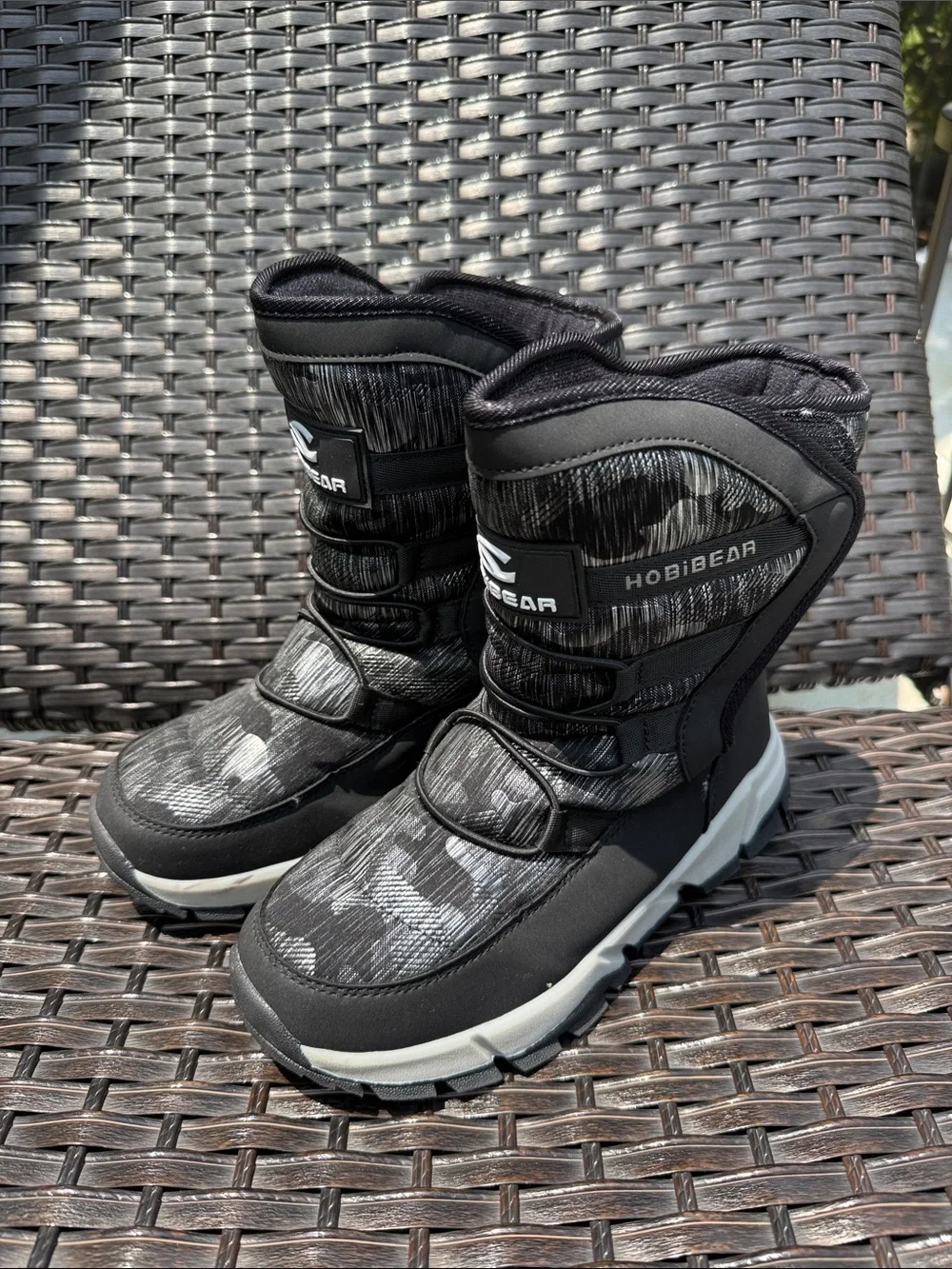 Kids Black/Gray Winter Boots